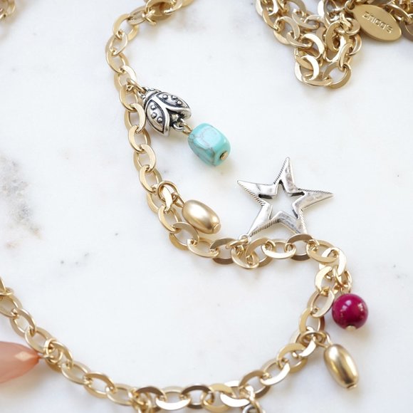 Chico's Long Charm Necklace Heart Star Bee - Picture 3 of 4